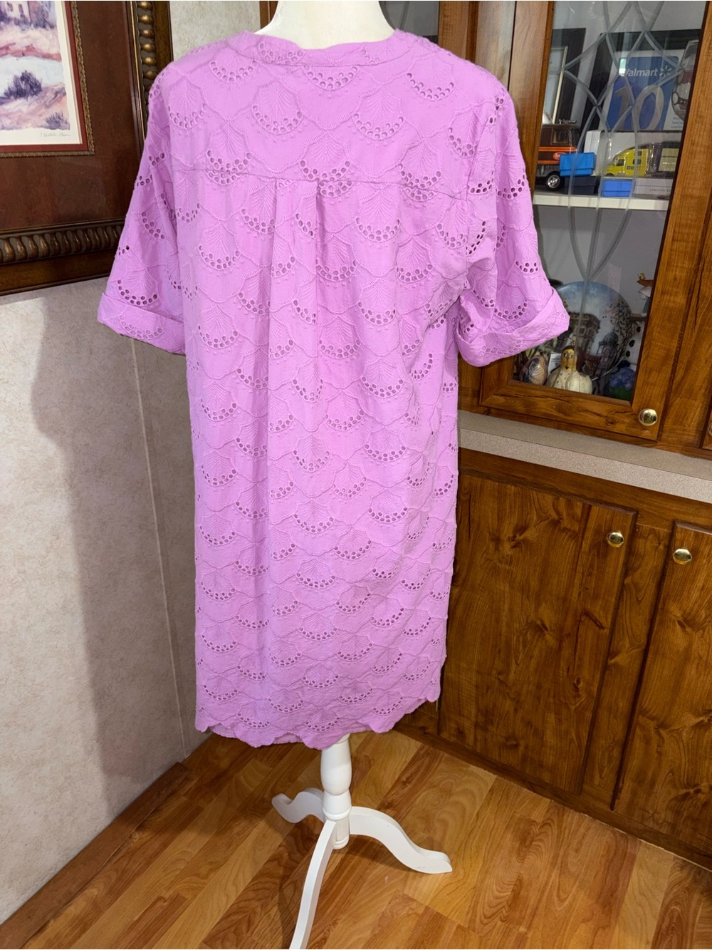 Chicos size 3 size 16 fully lined Lavender Eyelet Cotton Tunic Dress - Picture 6 of 8